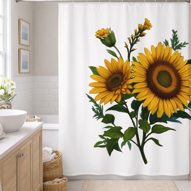 Sonnenblumen im Hintergrund malen Duschvorhang (Von Creator hochgeladen)