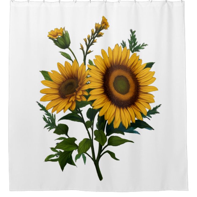 Sonnenblumen im Hintergrund malen Duschvorhang (Vorderseite)