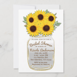 Sonnenblumen im Mason Jar Rustikale Hochzeitsshowe Einladung