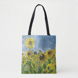 Sonnenblumen im Regen Tasche