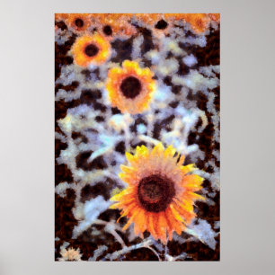 Sonnenblumen im Schnee Poster
