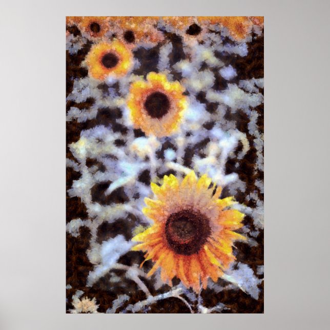 Sonnenblumen im Schnee Poster (Vorne)