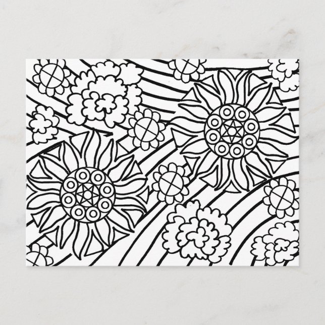 Sonnenblumen im Sommer färben Ihre Karte (Vorderseite)