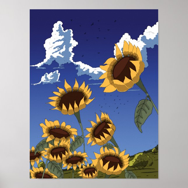 Sonnenblumen im Sommer Poster (Vorne)