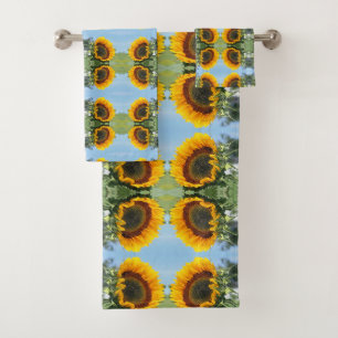 Sonnenblumen im Sonnenschein Abstrakte Blume Art Badhandtuch Set