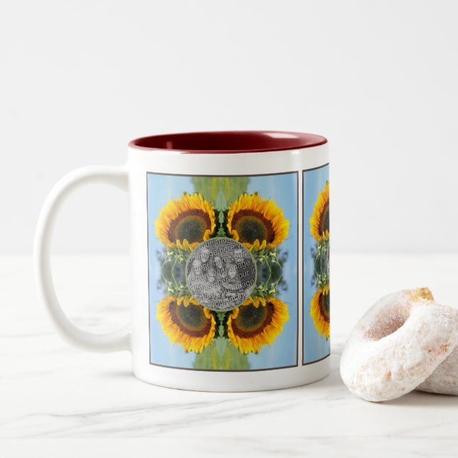 Sonnenblumen im Sonnenschein kreieren Ihr eigenes  Zweifarbige Tasse (Mit Donut)