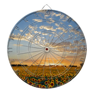 Sonnenblumen im Sonnenuntergang Dartscheibe