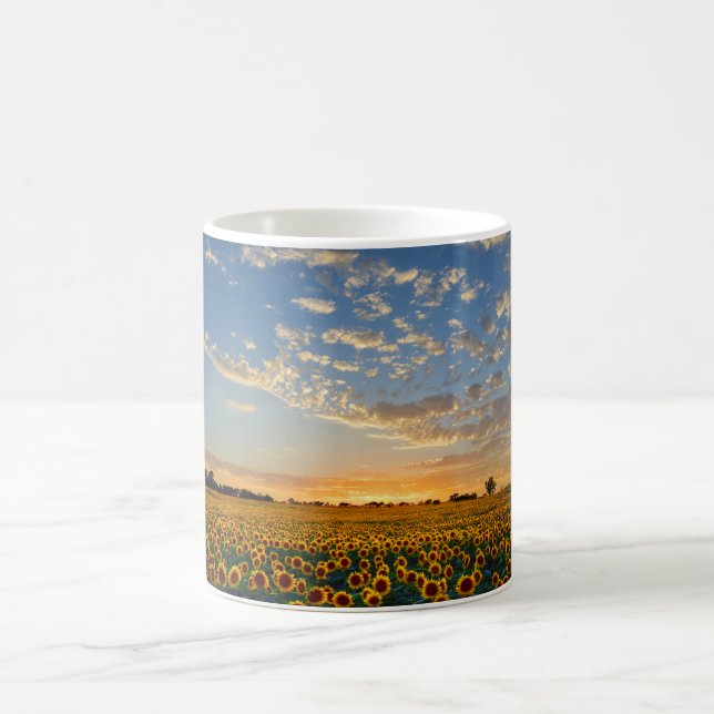 Sonnenblumen im Sonnenuntergang Kaffeetasse (Mittel)