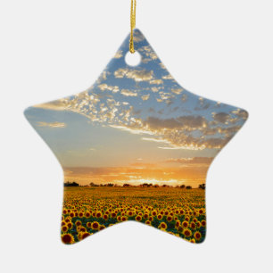Sonnenblumen im Sonnenuntergang Keramikornament