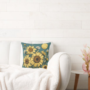 Sonnenblumen im Vollmond Van Gogh Stil Kissen