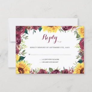 Sonnenblumen im Wasser Hochzeit an der Grenze RSVP Karte