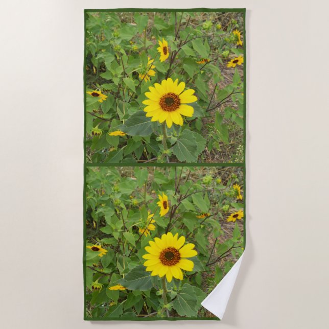 Sonnenblumen im Wind, Badetuch am Strand (Vorderseite)