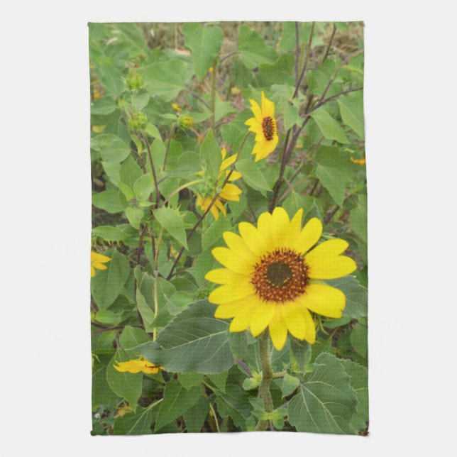 Sonnenblumen im Wind, Geschirrtuch (Vertikal)