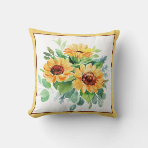 Sonnenblumen in Aquarell Wurfkissen Kissen