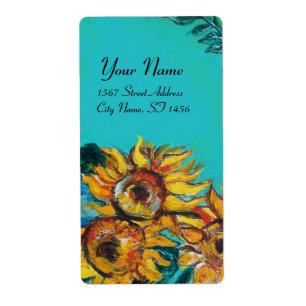SONNENBLUMEN IN BLAUEM TURQUOISE,SOMMERPARTY