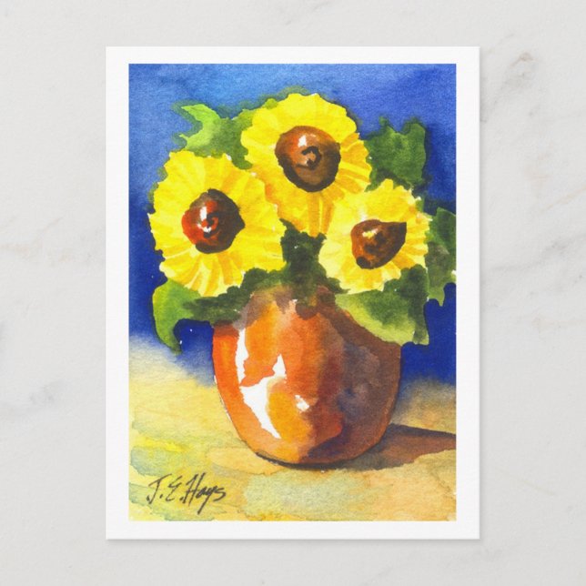 Sonnenblumen in einem Clay Pot Postkarte (Vorderseite)