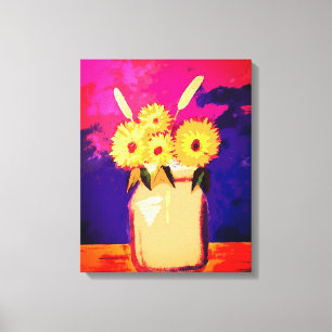 Sonnenblumen in einem Glas Leinwanddruck
