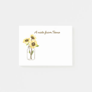 Sonnenblumen in einem Mason Jar Post-It-Notes Post-it Klebezettel