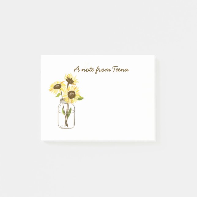 Sonnenblumen in einem Mason Jar Post-It-Notes Post-it Klebezettel (Vorderseite)