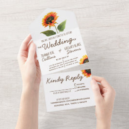 Sonnenblumen in einer Hochzeitseinladung All In One Einladung