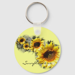 Sonnenblumen in einer Reihe Schlüsselanhänger
