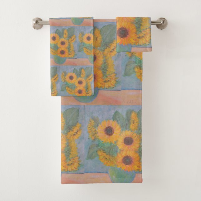 Sonnenblumen in einer Vase Badhandtuch Set (Insitu)