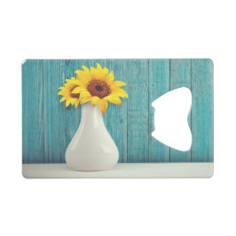 Sonnenblumen in einer Vase Geldbeutel Flaschenöffner