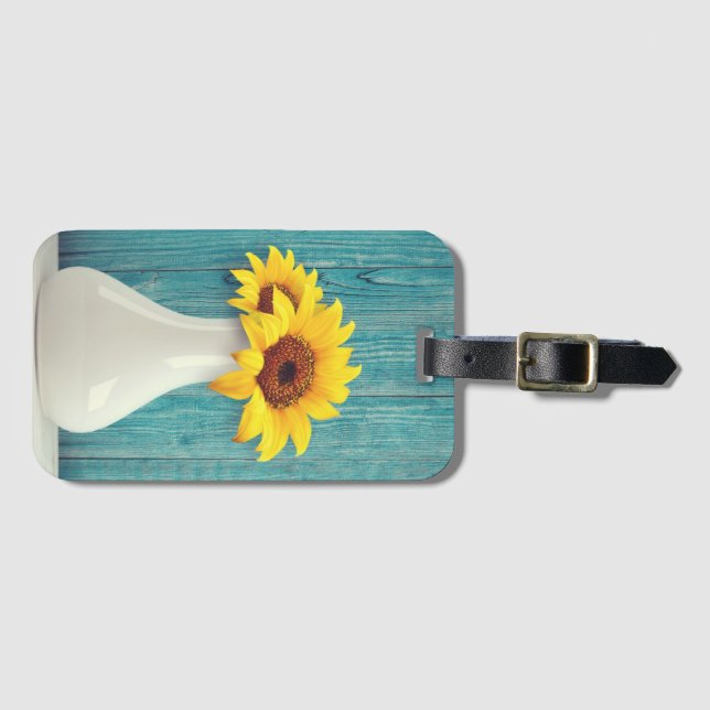 Sonnenblumen in einer Vase Gepäckanhänger (Vorderseite (Horizontal))