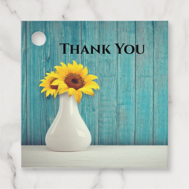 Sonnenblumen in einer Vase Geschenkanhänger (Vorderseite)