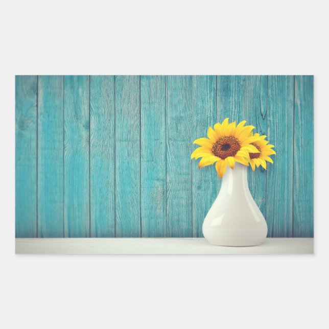 Sonnenblumen in einer Vase Rechteckiger Aufkleber (Vorderseite)