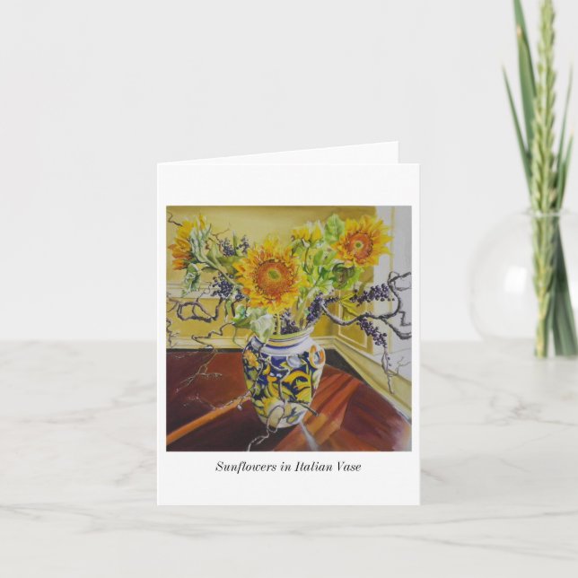 Sonnenblumen in italienischer Vase notecard Karte (Vorderseite)