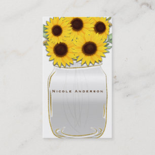 Sonnenblumen in Mason-Glas Rustikaler Landhausstil Visitenkarte