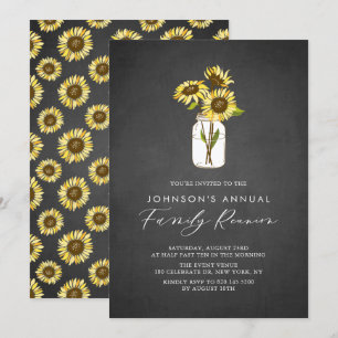 Sonnenblumen in Mason Jar Chalkboard Family Wieder Einladung