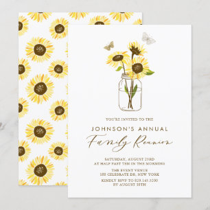 Sonnenblumen in Mason Jar Summer Family Wiedersehe Einladung