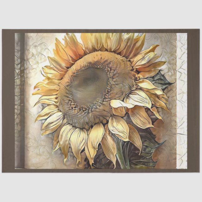 Sonnenblumen in Rahmen Moderne Kunstsammlung Seidenpapier (Vorderseite)