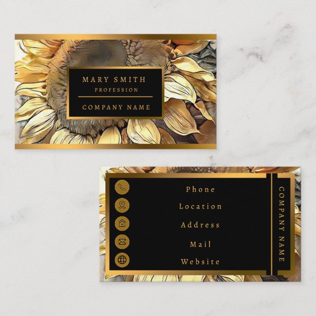 Sonnenblumen in Rahmen Moderne Kunstsammlung Visitenkarte (Vorne/Hinten)