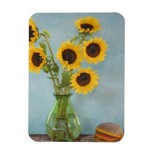 Sonnenblumen in Vase auf dem Tisch Magnet