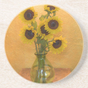 Sonnenblumen in Vase auf Tabelle 2 Getränkeuntersetzer