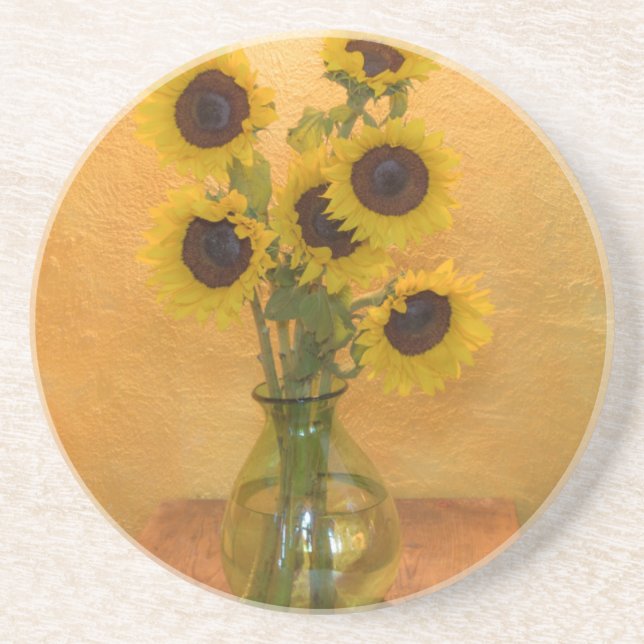 Sonnenblumen in Vase auf Tabelle 2 Getränkeuntersetzer (Vorne)