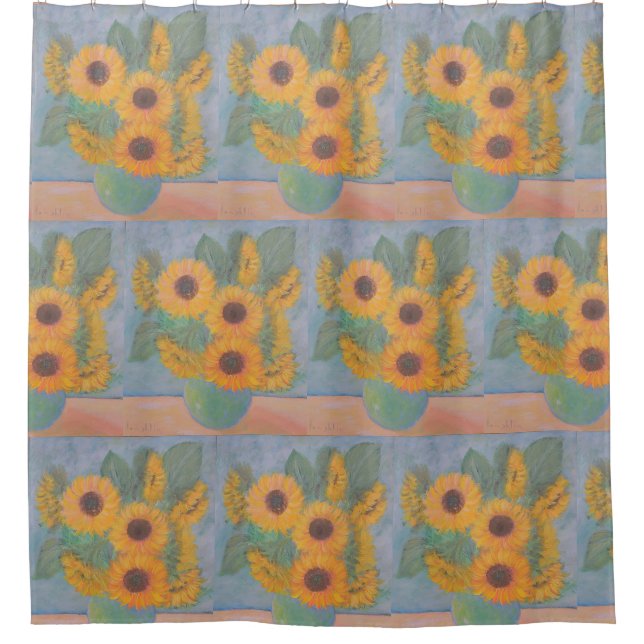 Sonnenblumen in Vase Duschvorhang (Vorderseite)