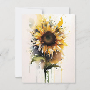 Sonnenblumen in Wasserfarben Feiertagskarte