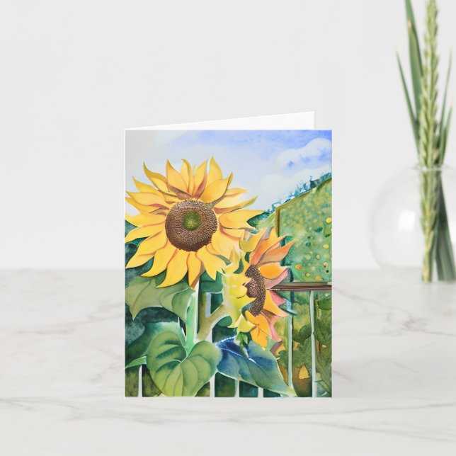 Sonnenblumen in Wasserfarben, individuell anpassba Karte (Vorderseite)