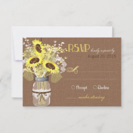 Sonnenblumen Jar Burlap Rustic RSVP Card Karte