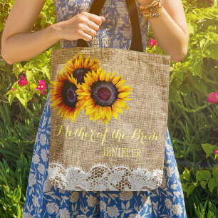 Sonnenblumen Jute-Spitze Hochzeit Mutter der Braut Tasche