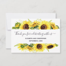 Sonnenblumen Kalligrafie Hochzeit Danke Karte