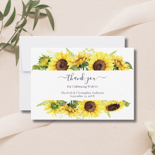 Sonnenblumen Kalligrafie Hochzeit Danksagungskarte Dankeskarte