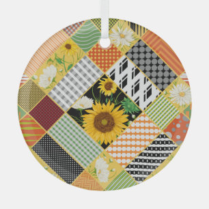 Sonnenblumen Kamille, Fliesen Wasserfarbe. Ornament Aus Glas