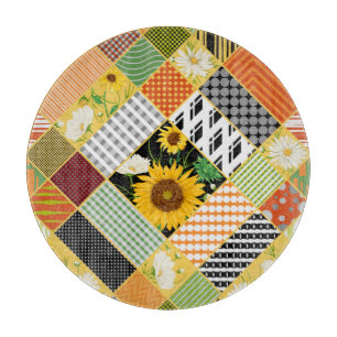 Sonnenblumen Kamille, Fliesen Wasserfarbe. Schneidebrett
