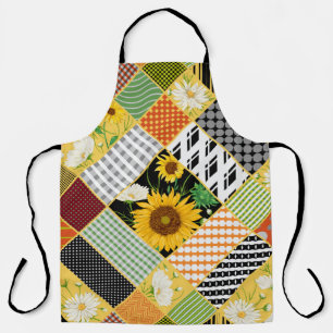 Sonnenblumen Kamille, Patchwork Wasserfarbe. Schürze