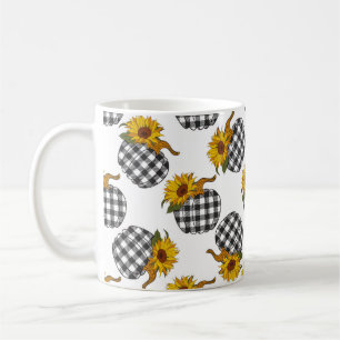 Sonnenblumen Kariert Pumpkin nahtlos Muster. Farmh Kaffeetasse